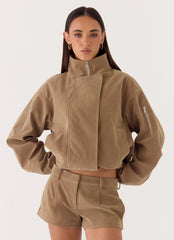 Marlow Faux Suede Jacket - Taupe