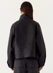 James PU Bomber Jacker - Black
