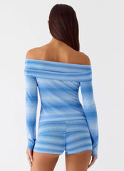 Lay Back Knit Shorts - Cerulean