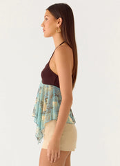 Lyrica Halter Top - Aqua Blur
