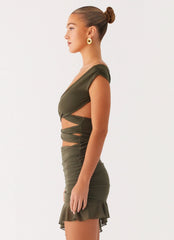 Ivy Whisper Mini Dress - Khaki