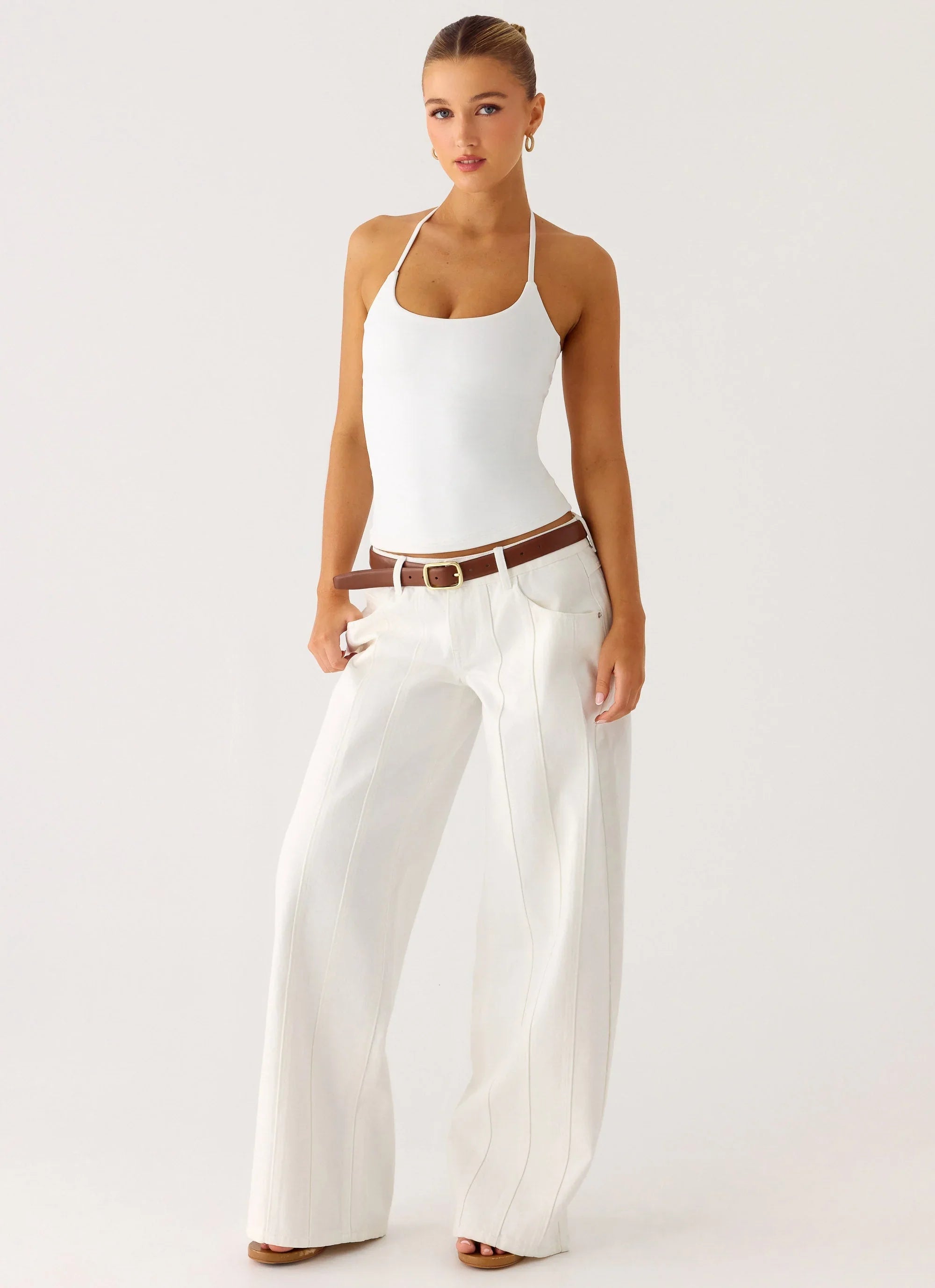 Johnny Low Rise Wide Leg Denim Jeans - White