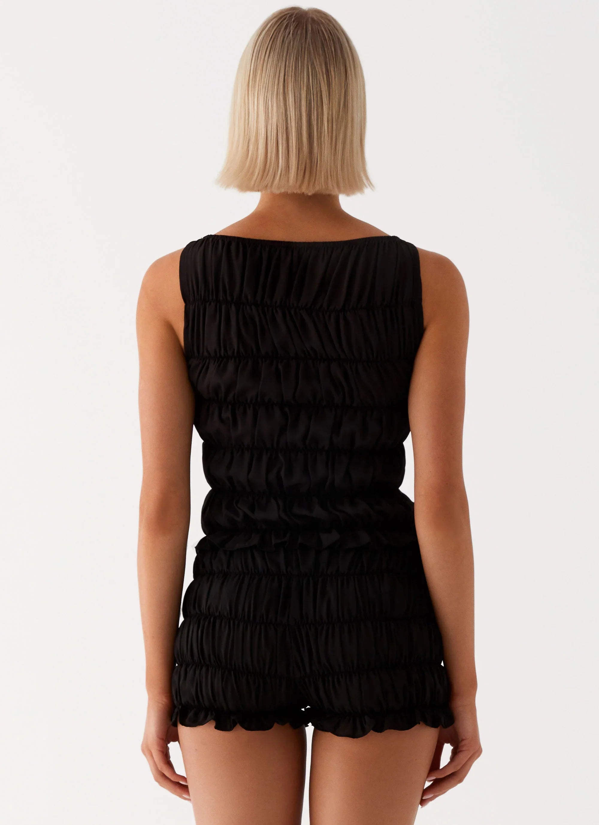 Messina Ruched Tank Top - Black