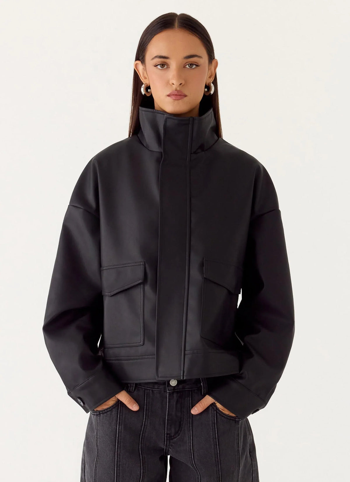 James PU Bomber Jacker - Black