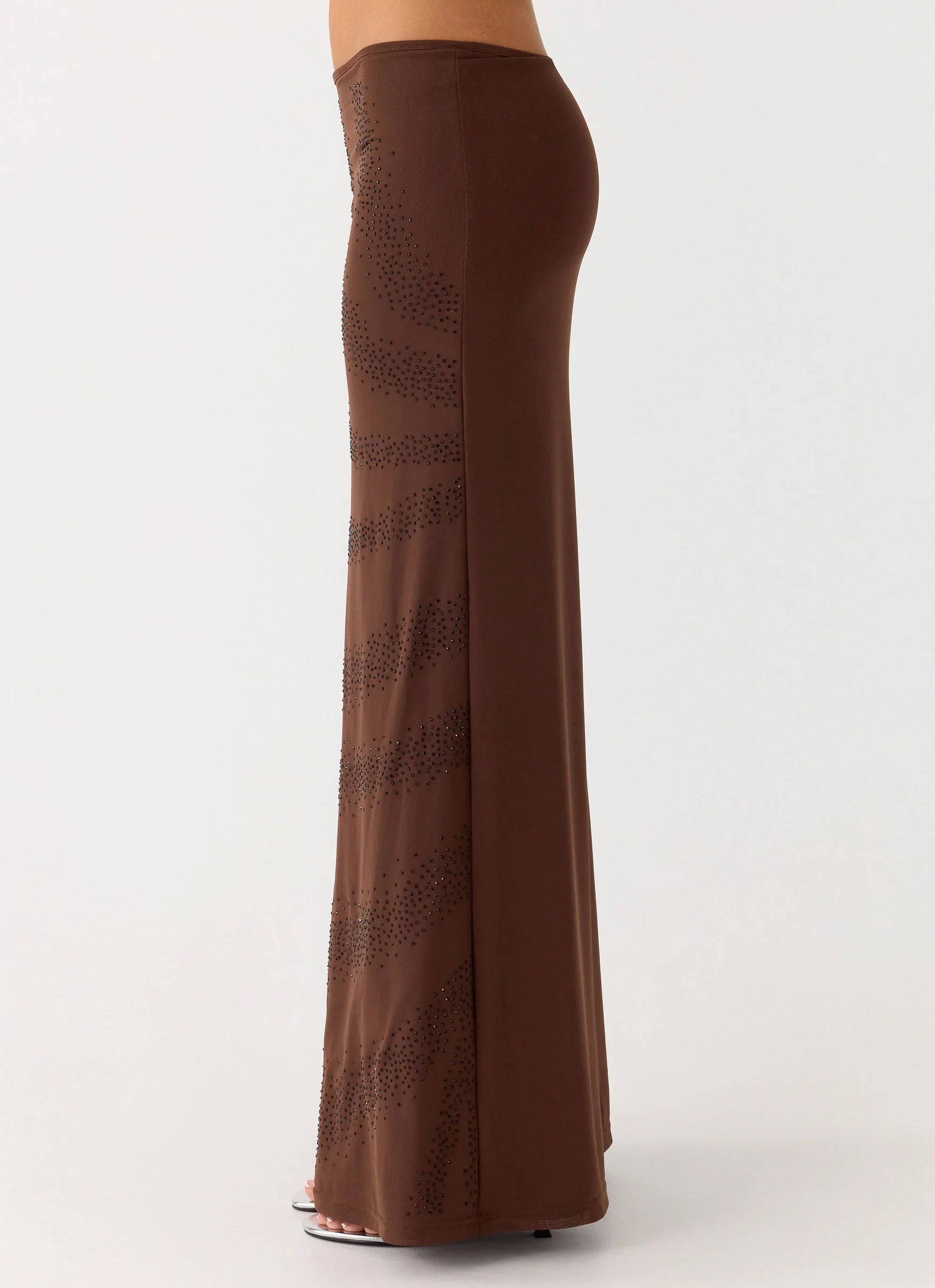 Sweet Sky Beaded Maxi Skirt - Chocolate