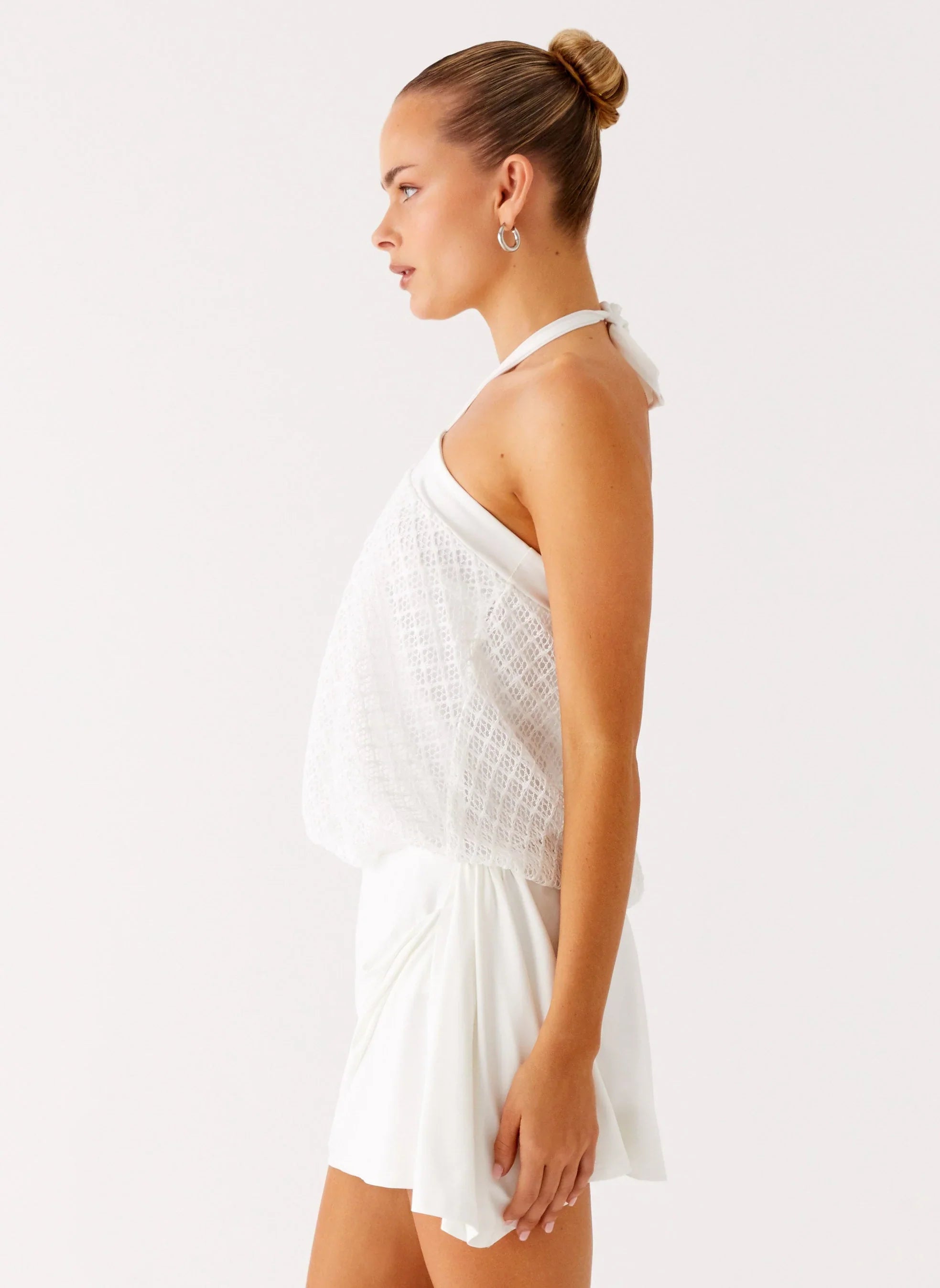 Switch Up Halter Mini Dress - Ivory