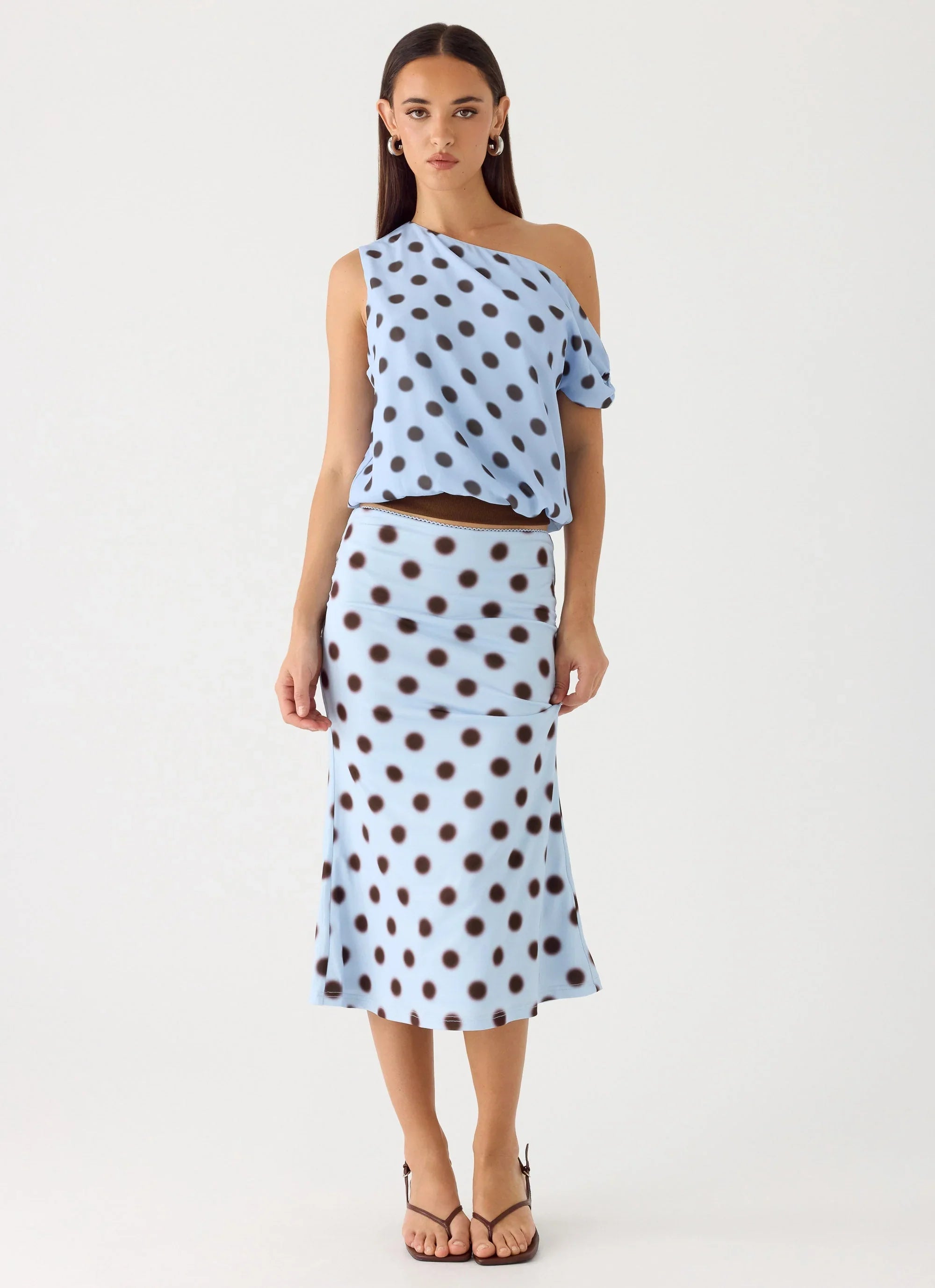 Stick Around Top - Blue Mocha Dot