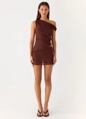 Stereotype One Shoulder Top - Chocolate